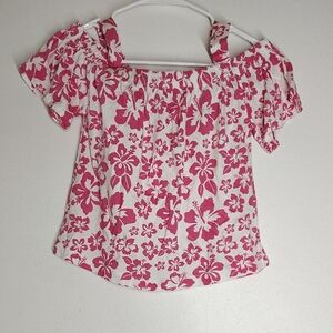 Zara Pink Floral Off-Shoulder Blouse